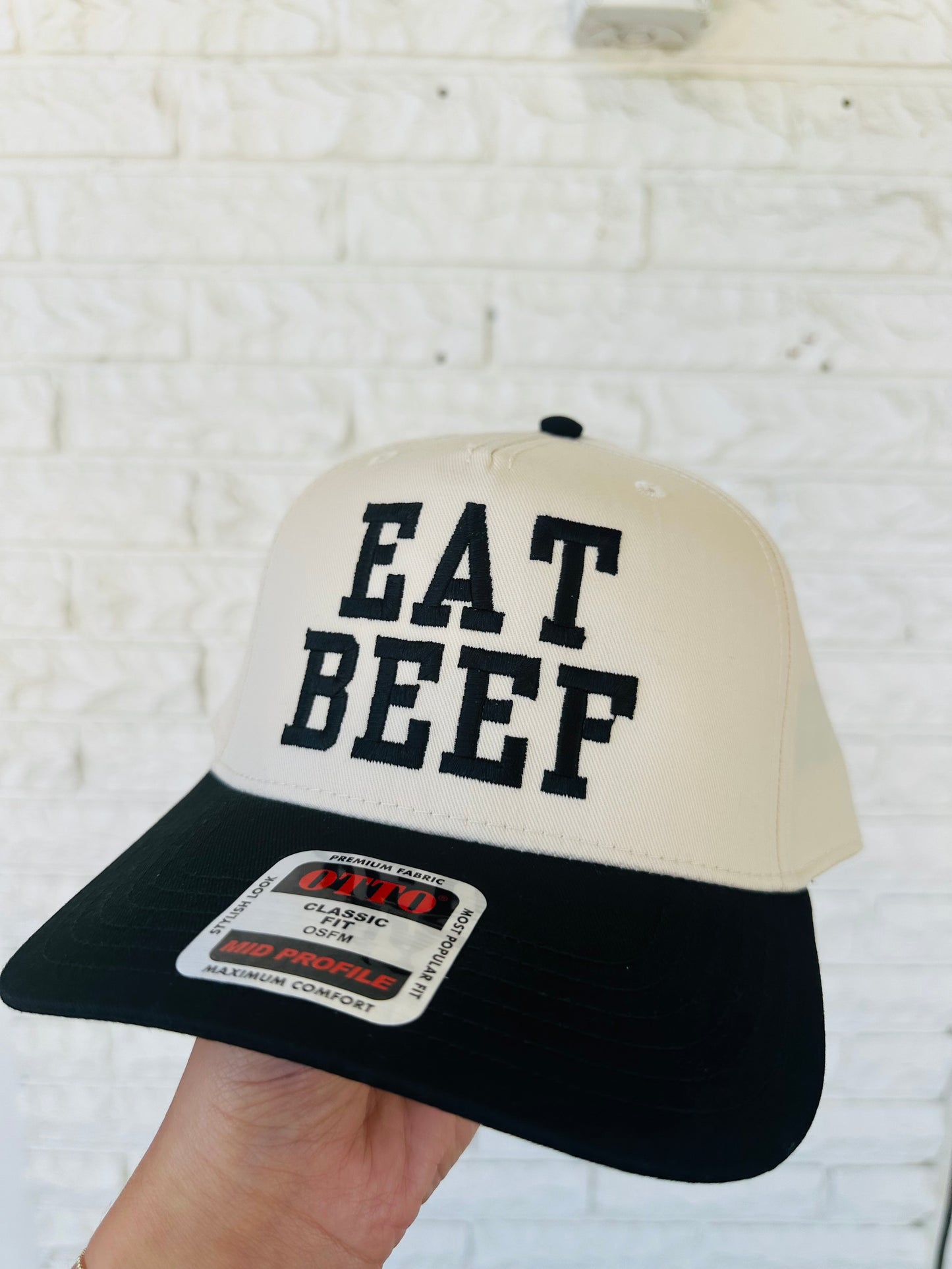 Black 'Eat Beef' Embroidered Trucker Hat