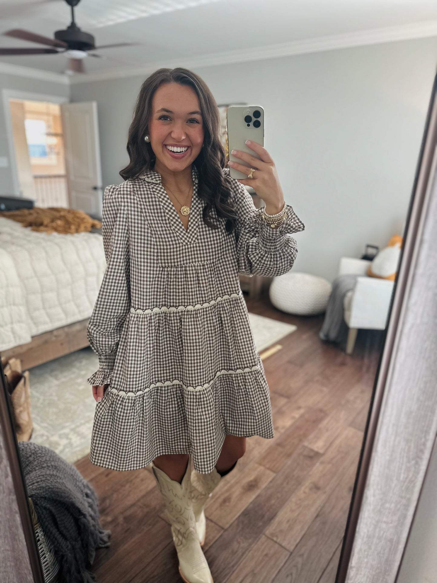 The Sadie Brown Gingham Dress