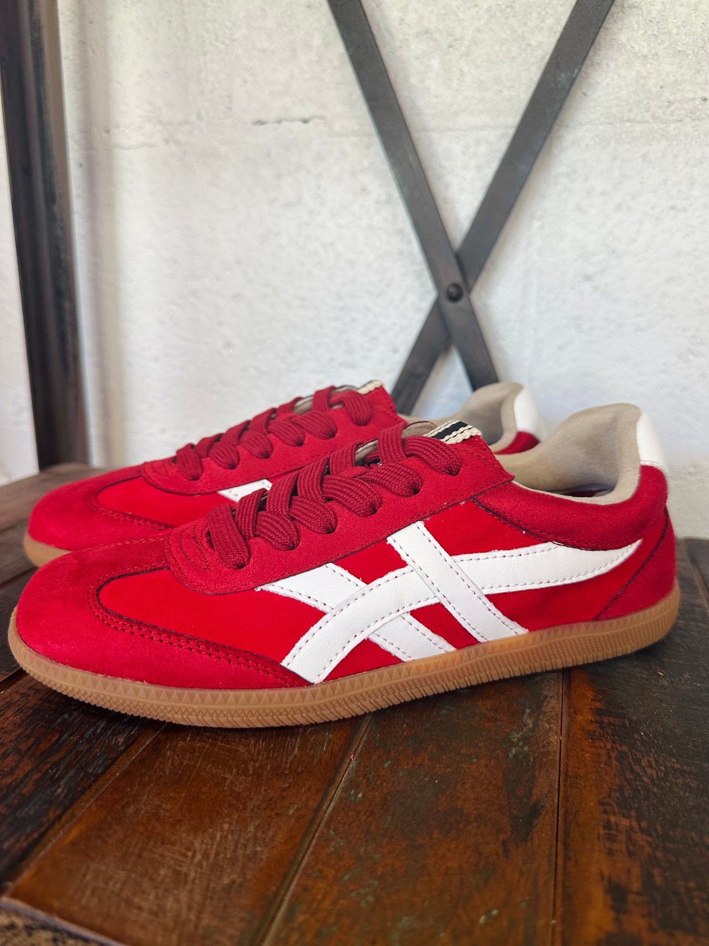 The Sasha Red Suede Sneaker