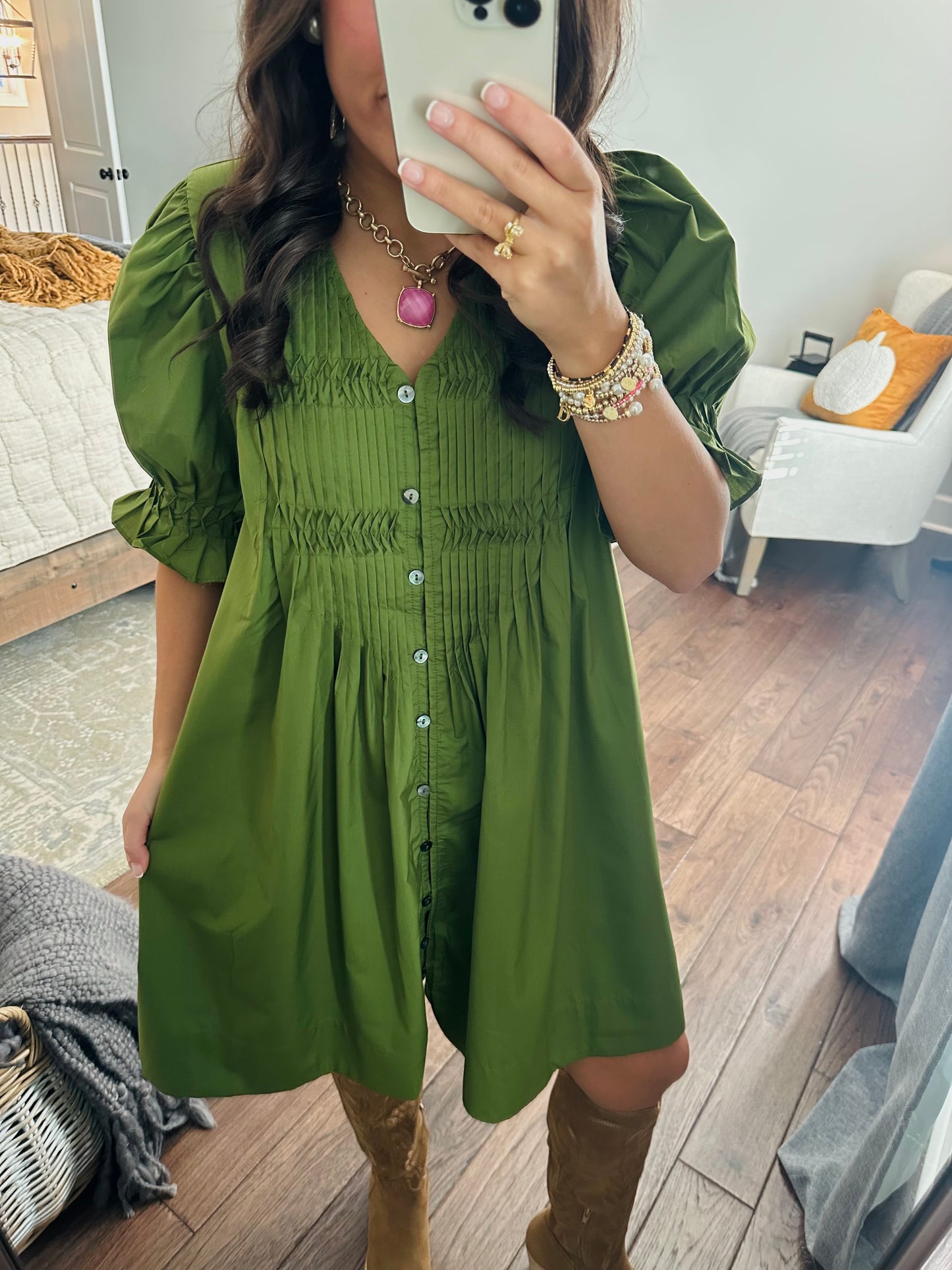 The Willow Olive Green Dress
