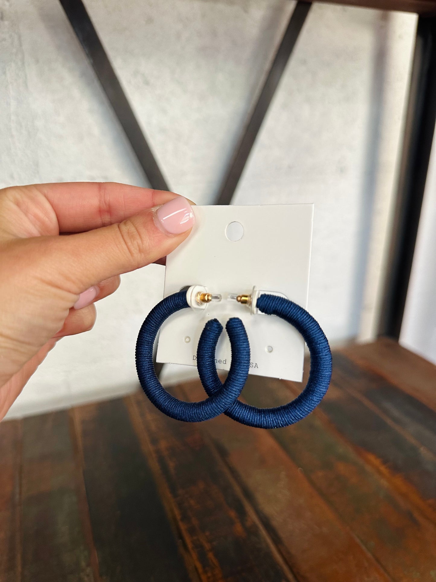 Navy Thread Hoops
