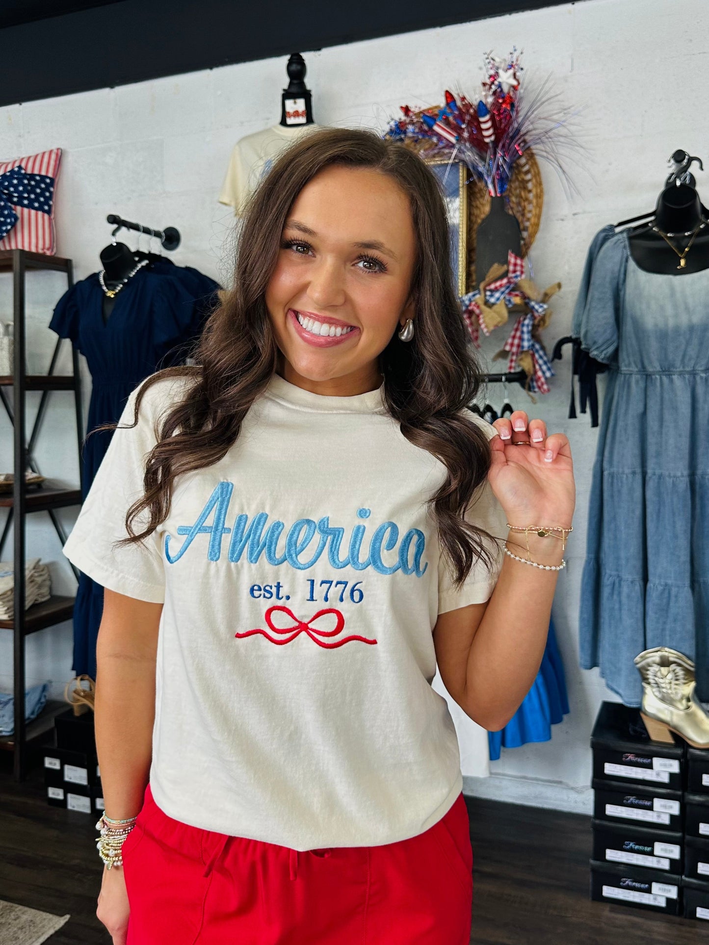 The 1776 America USA Embroidered Tee