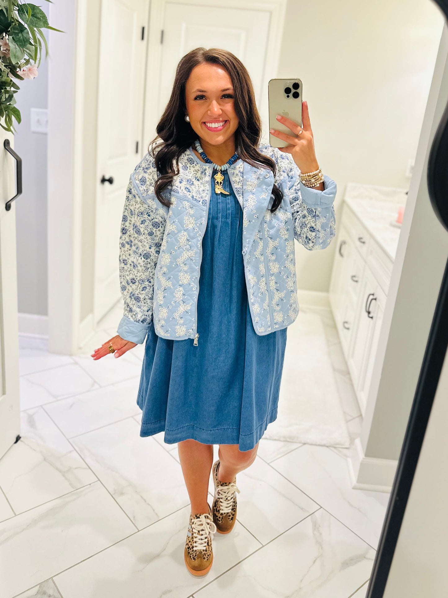 The Amelia Blue Floral Quilted Jacket