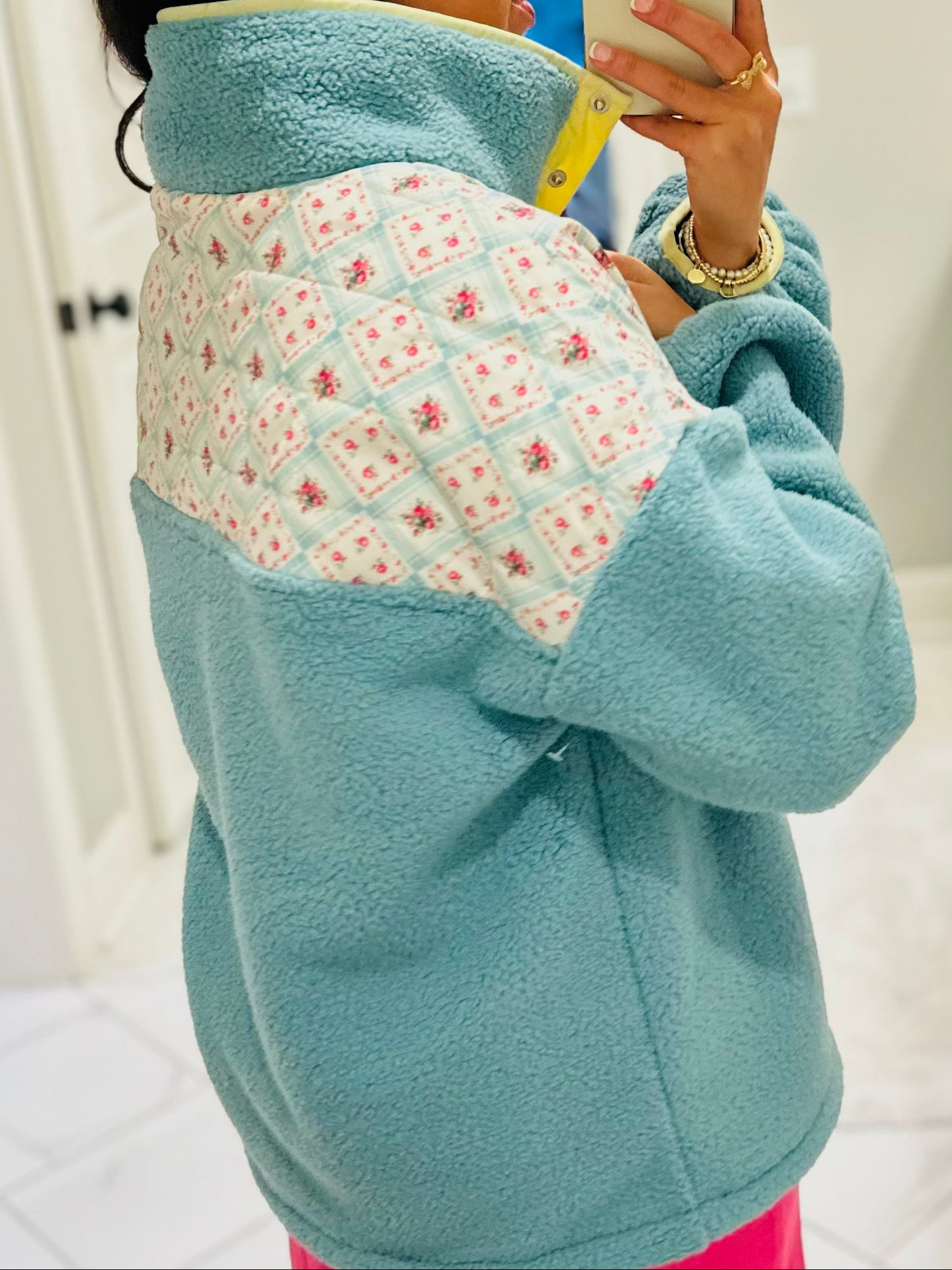 The Posie Floral Quilted Fleece Pullover