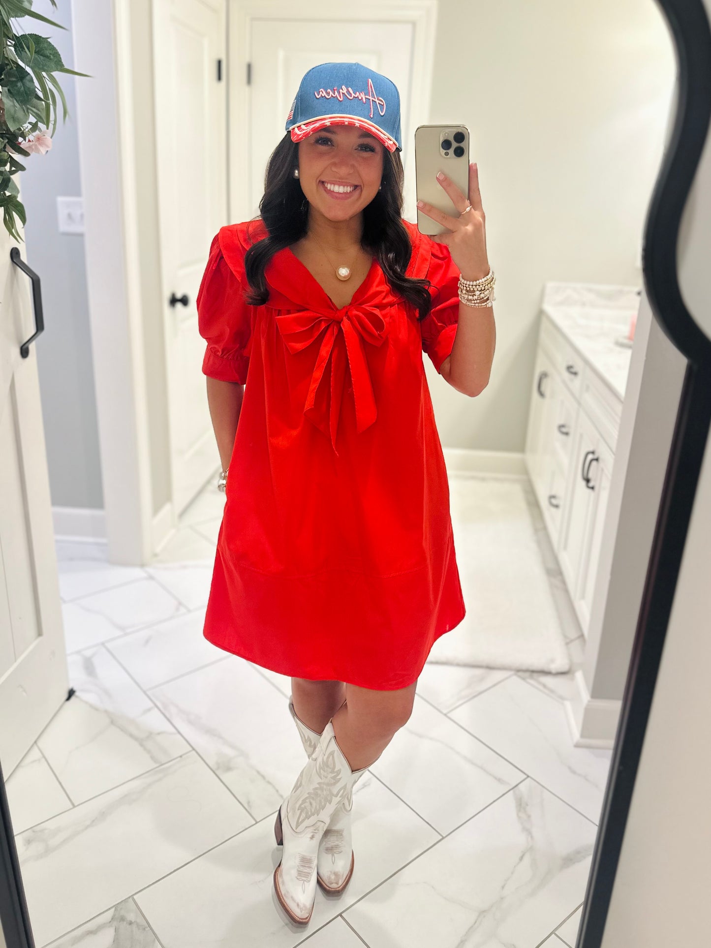 The Emmy Red Bow Dress