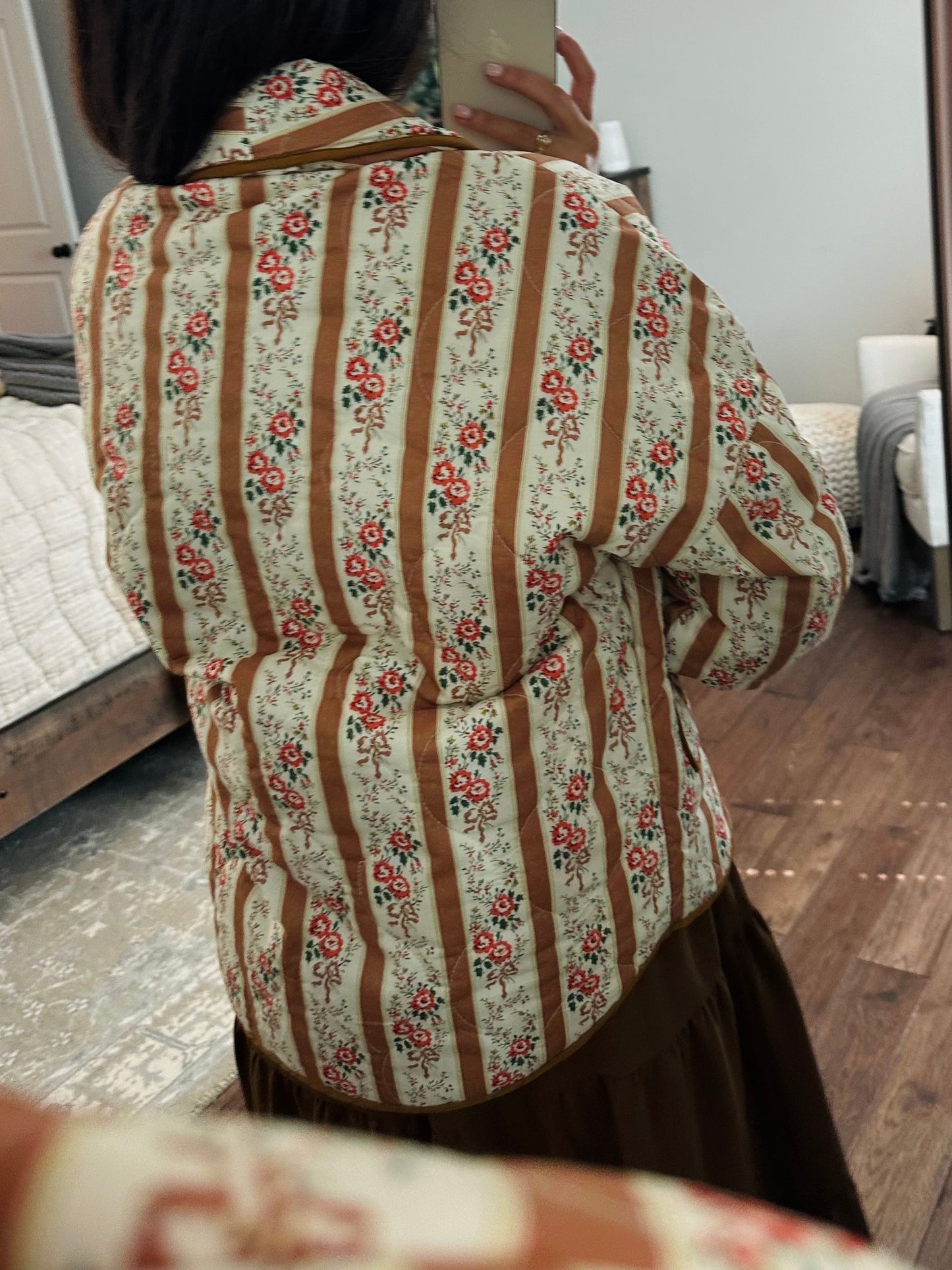 The Lenny Floral Coquette Quilted Open Jacket