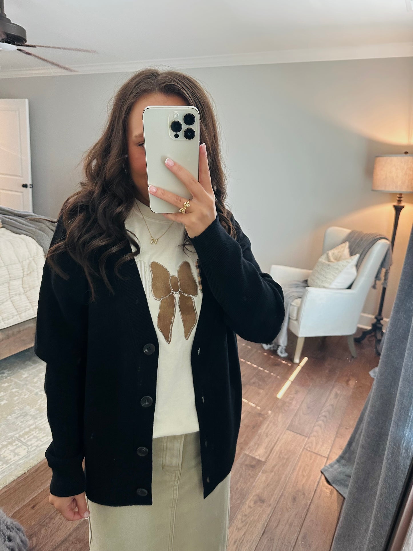 Let's Get Cozy Black Cardigan