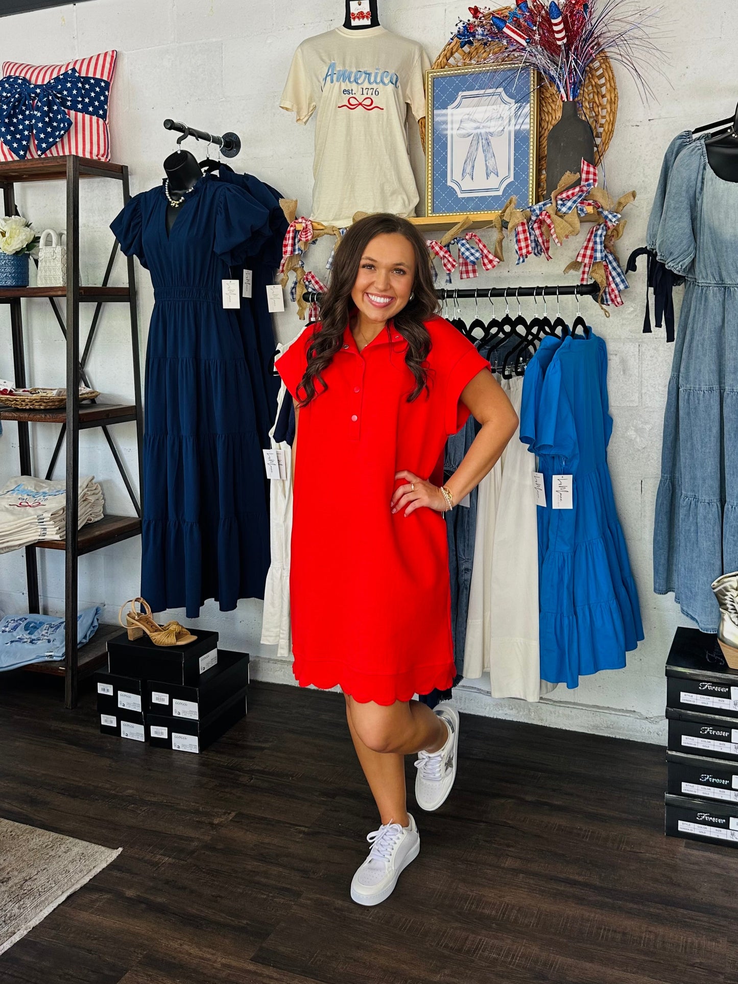 The Layla Red Scalloped Dress