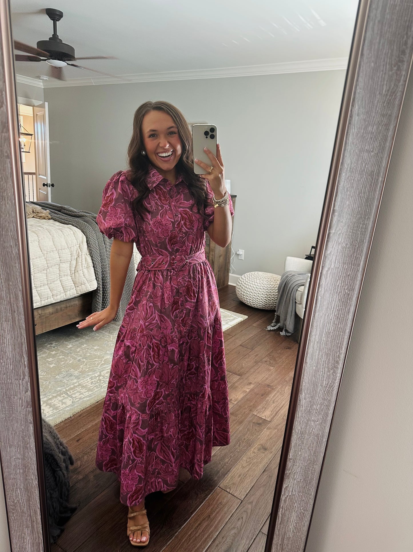 The Danyale Rosy Brown Floral Midi Dress