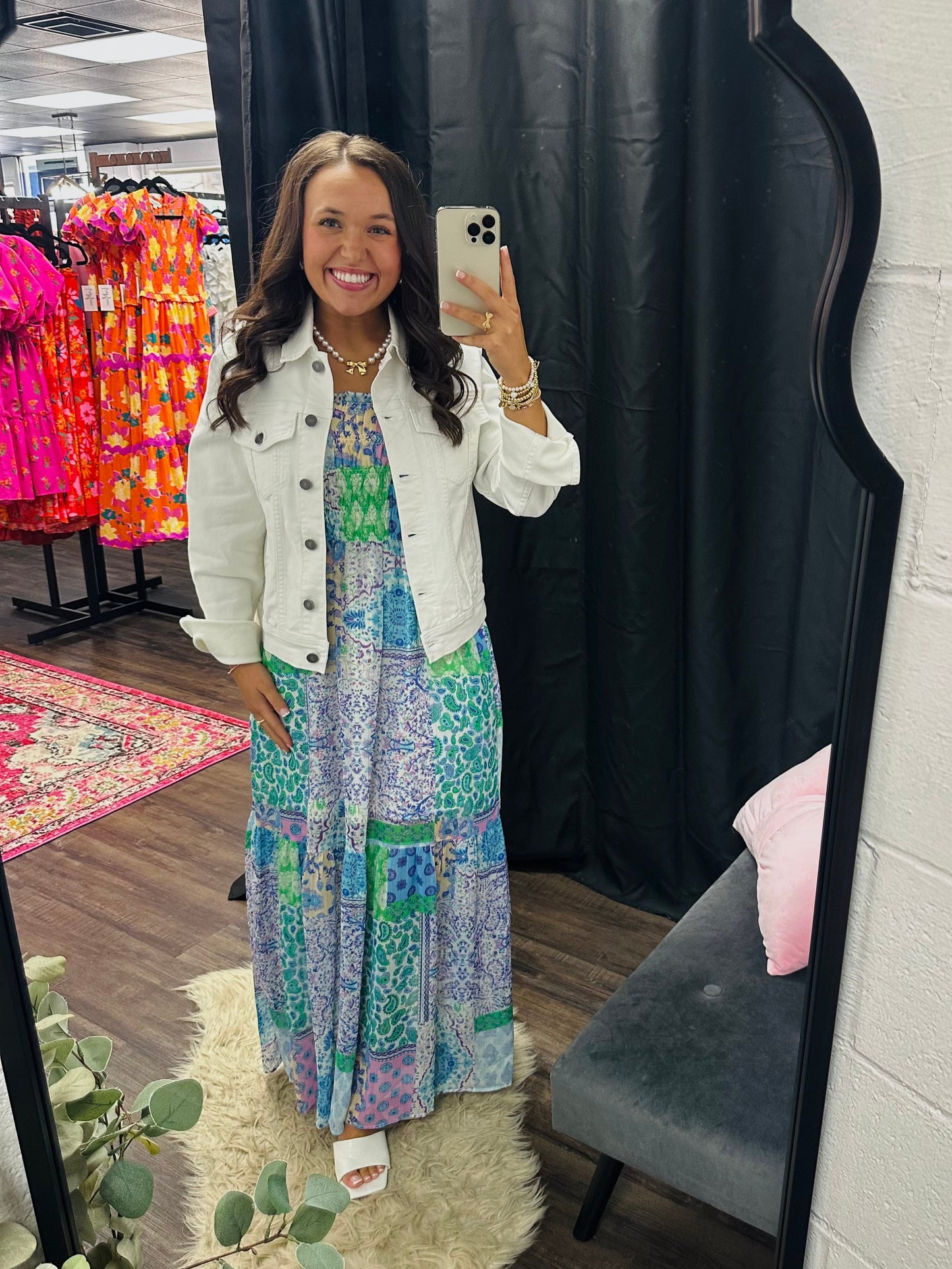 The Lacey Blue Patchwork Maxi Dress