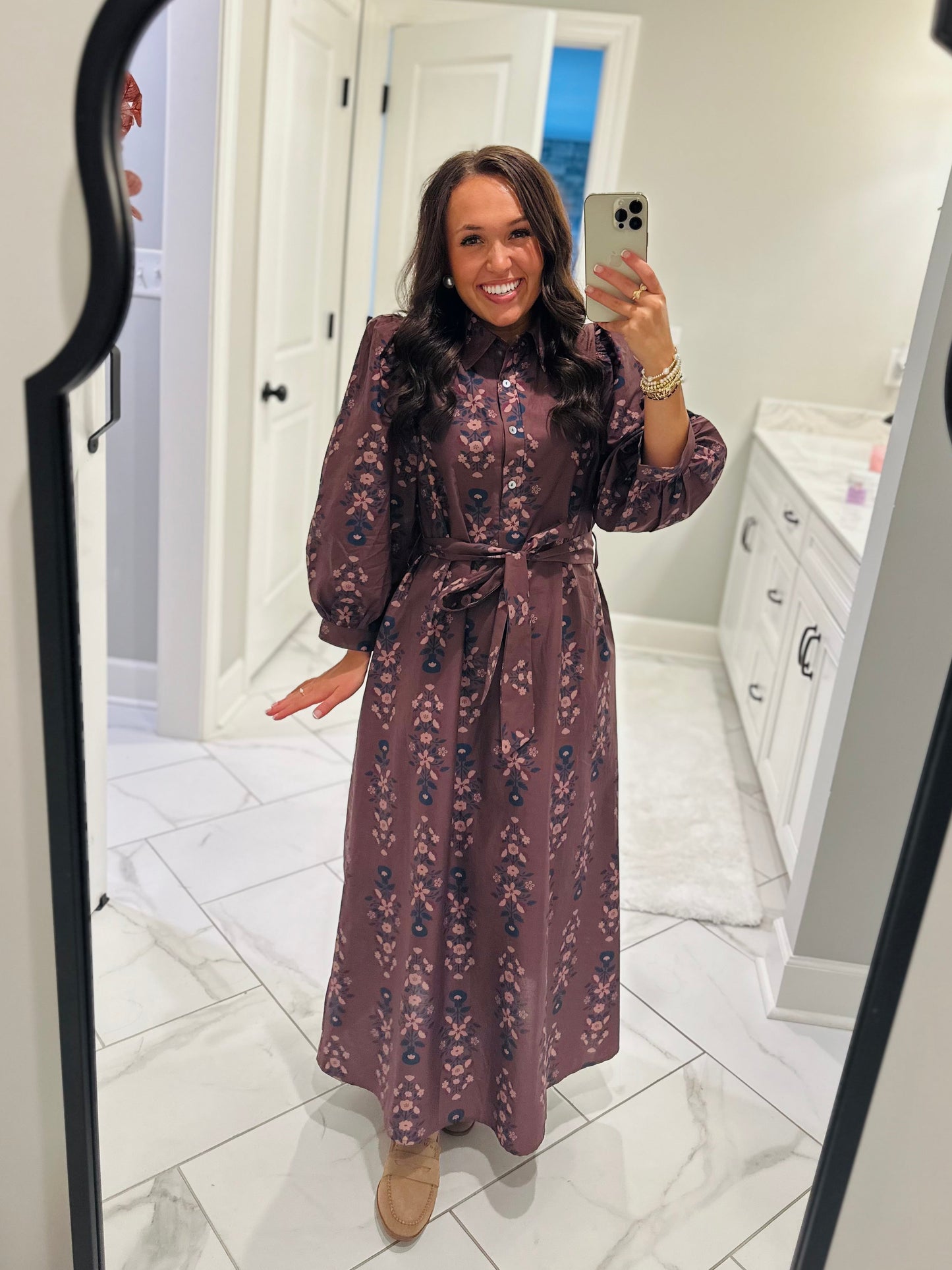 The Nina Brown Floral Maxi Dress