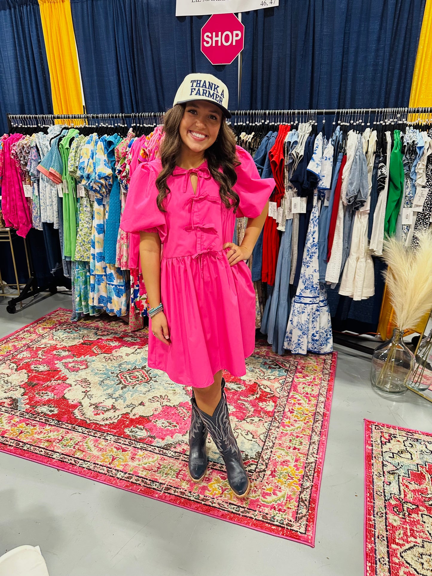 The Reagan Hot Pink Bow Tie Dress