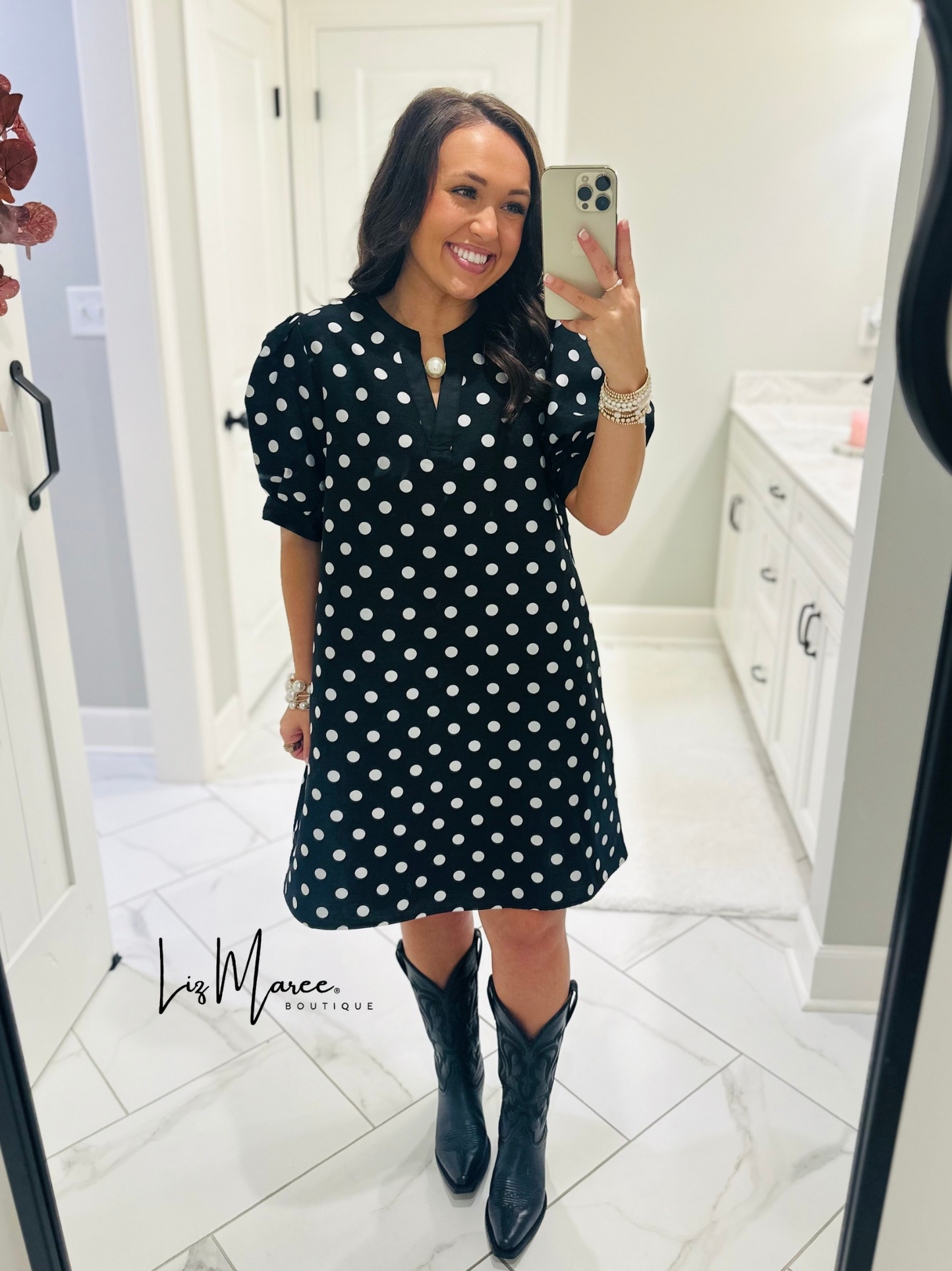 The Baylie Black Polka Dot Dress