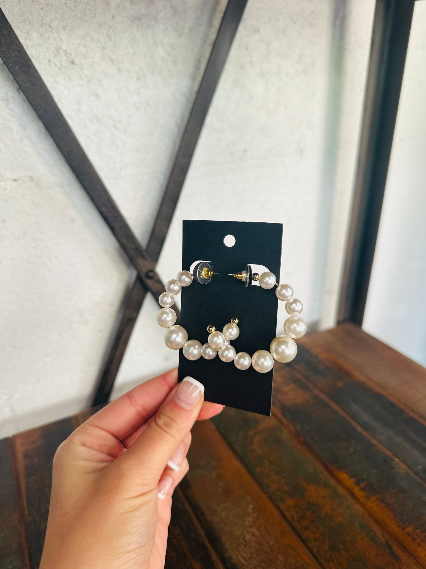 Gold Pearl Hoop Earring