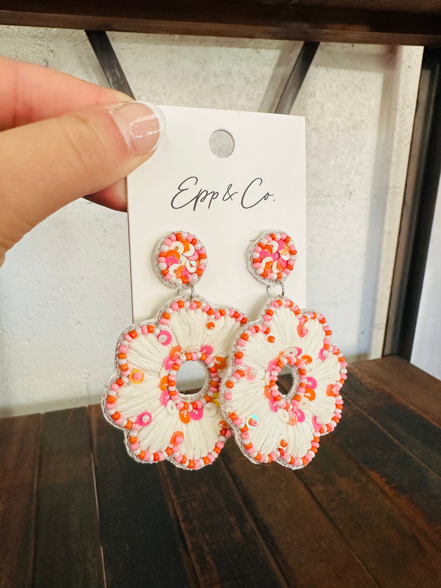 Pink and Orange Raffia Flower