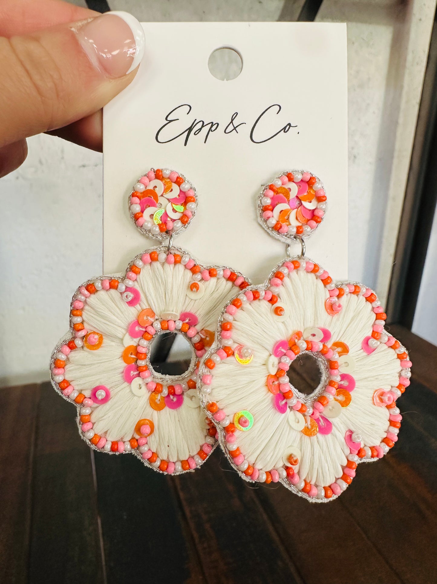 Pink and Orange Raffia Flower