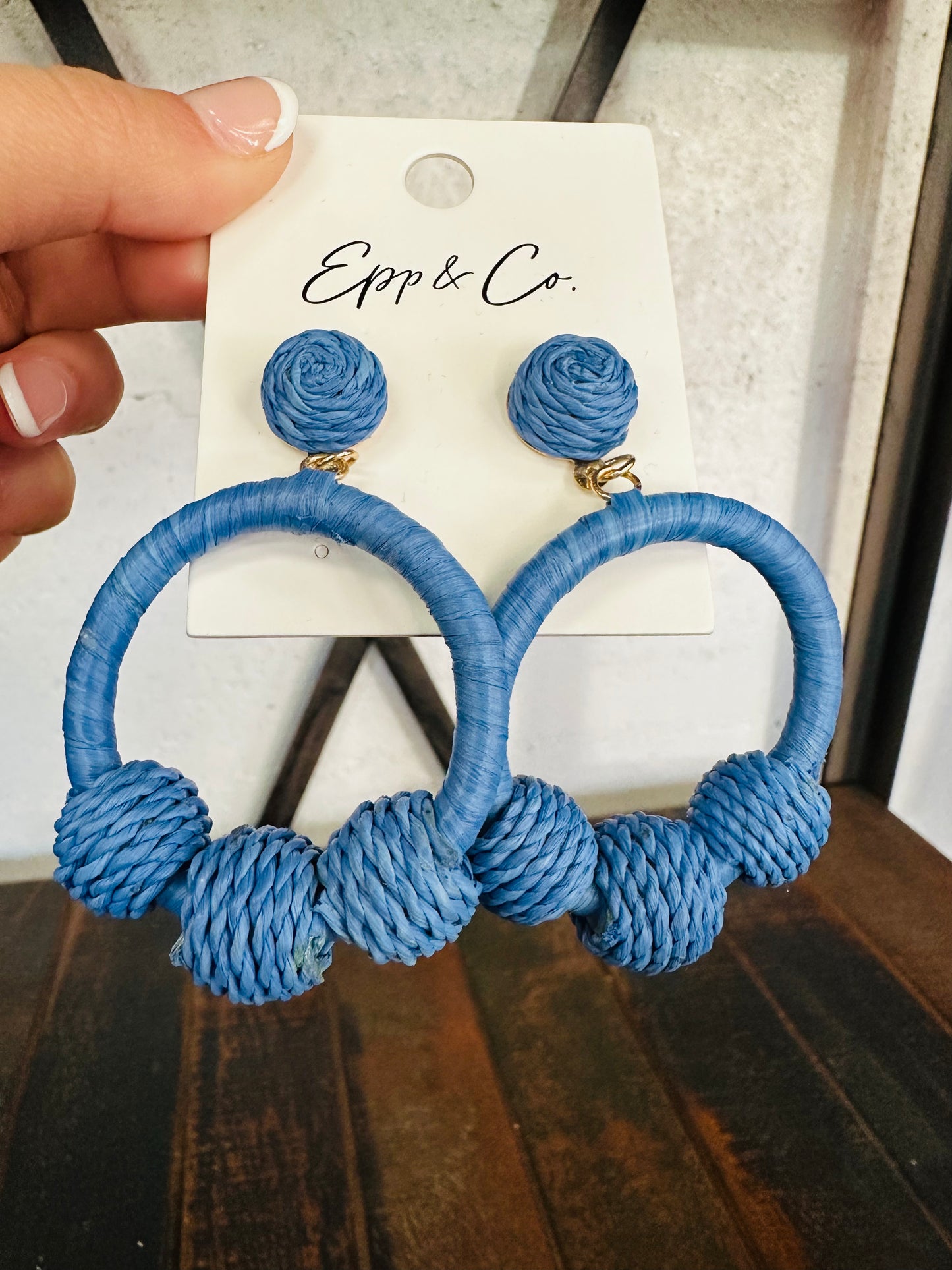 Blue Raffia Circles