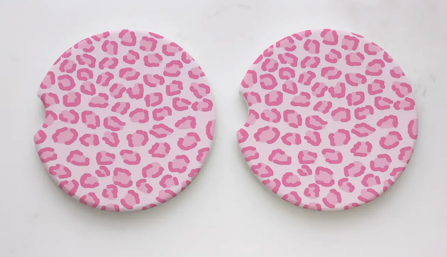 Pink Leopard Car Coaster