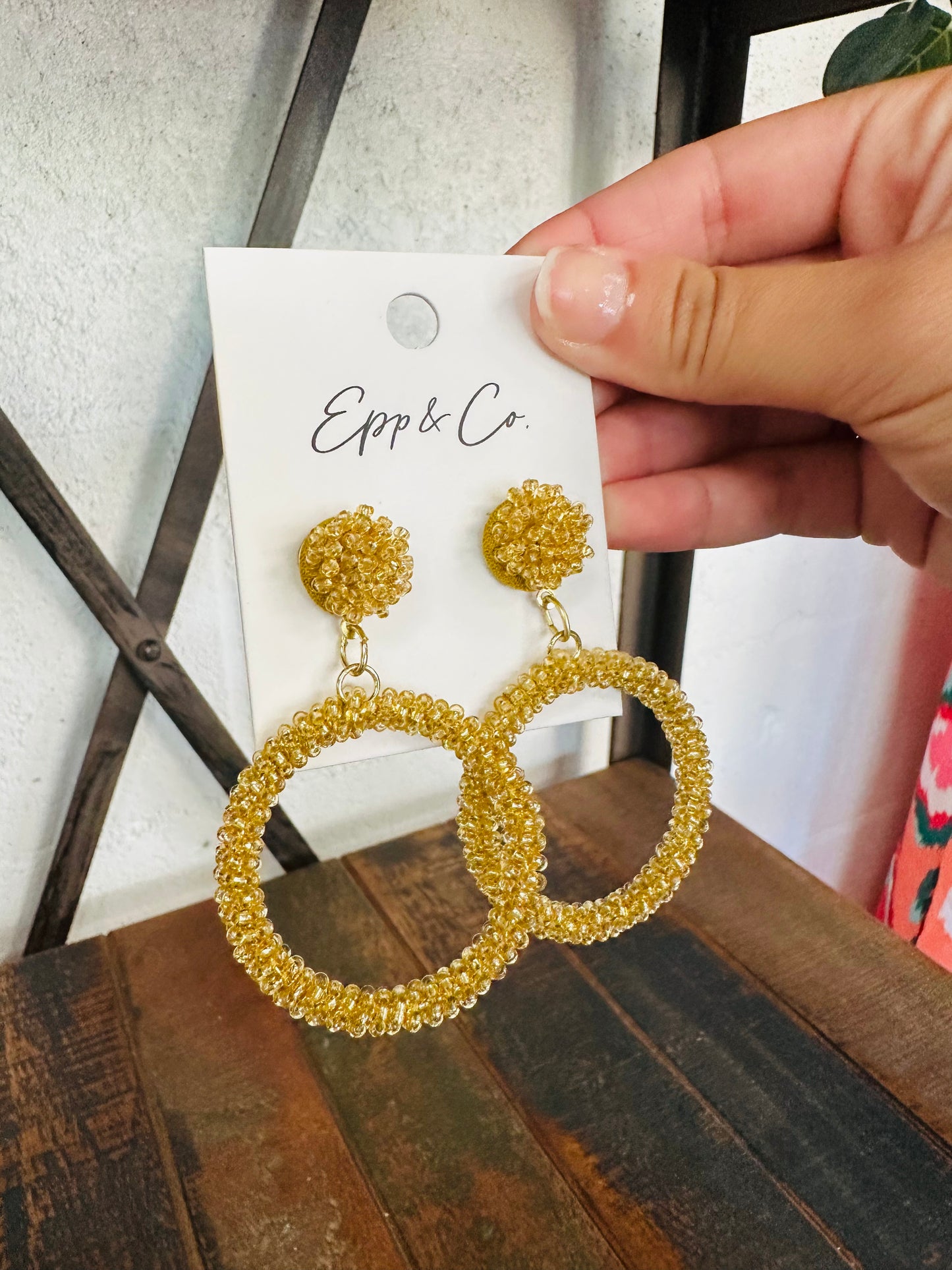 Everyday Beaded Gold Circle Drops
