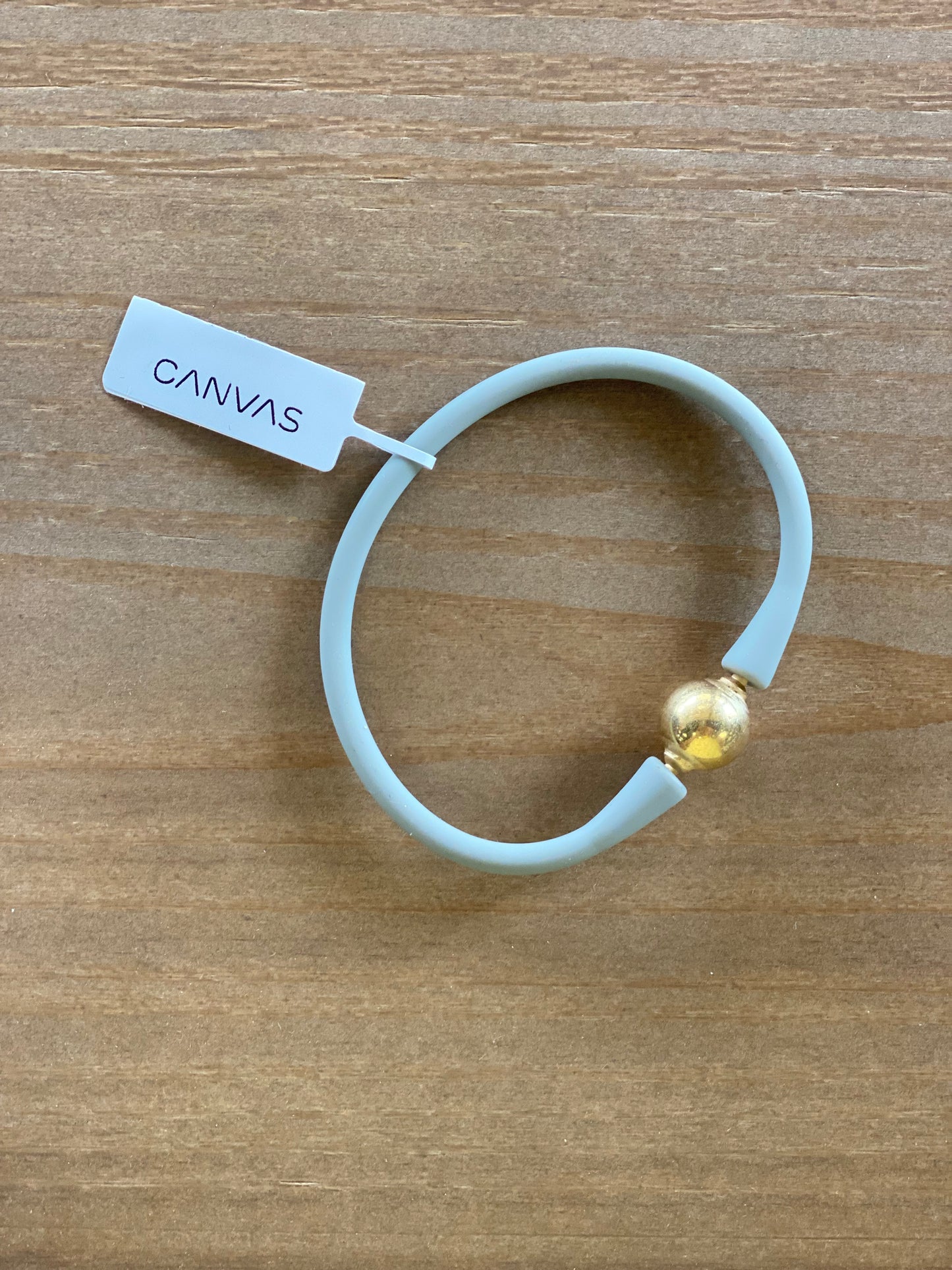 Bali 24K Gold Plated Bead Silicone Bracelet Steel Grey