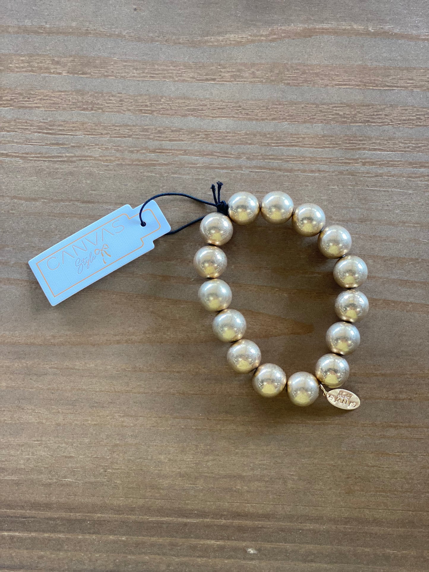 Eleanor Beaded Stretch Bracelet in Worn Gold