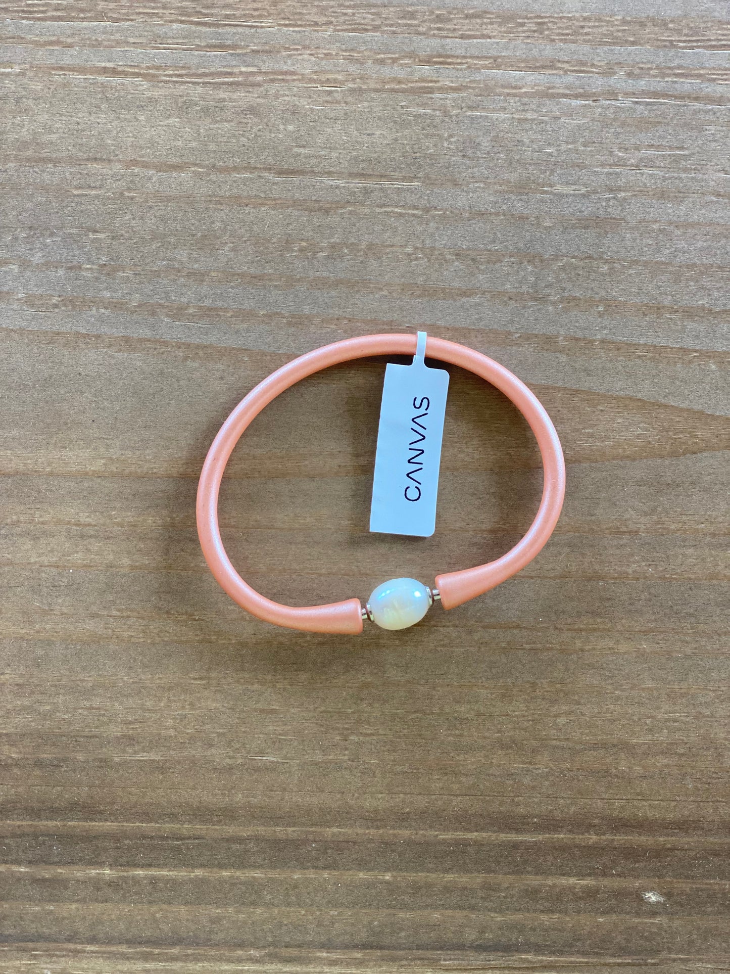 Bali Freshwater Pearl Silicone Bracelet in Metallic Bronze