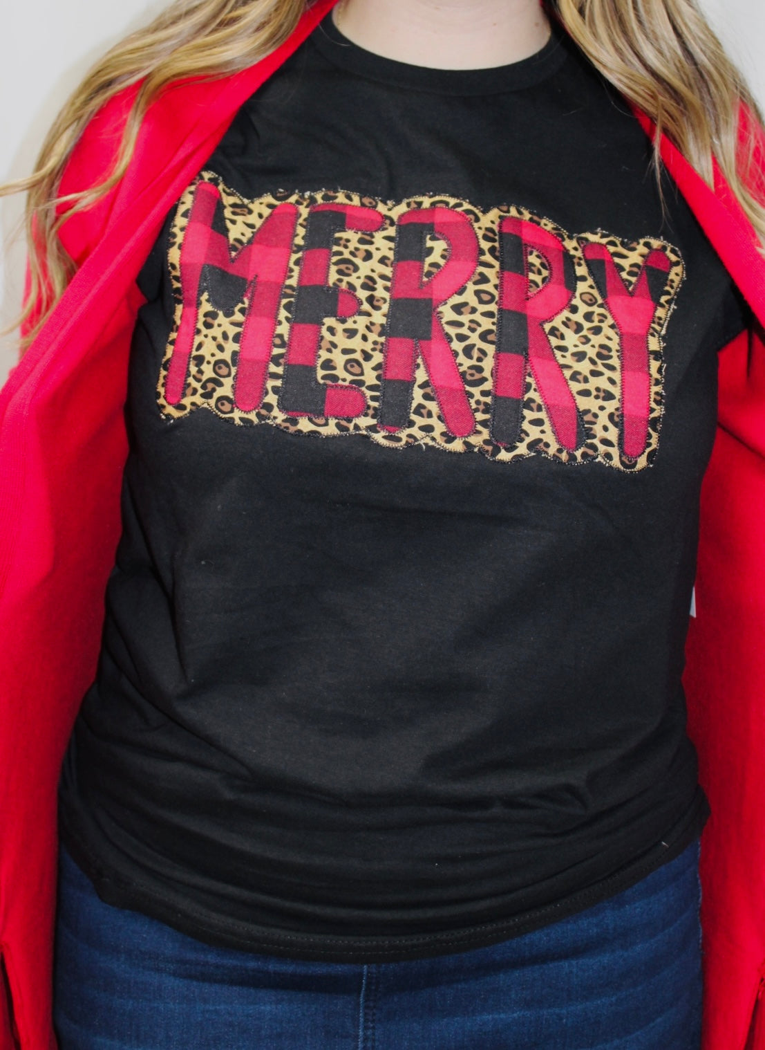 Leopard Merry Embroidered Tee
