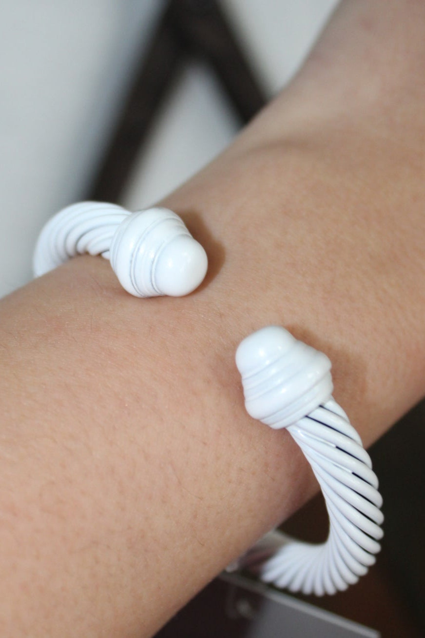 White Enamel Coated Cable Bracelet
