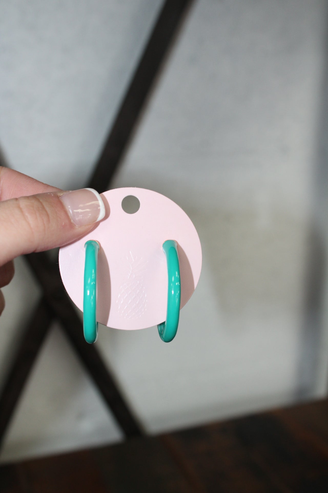 Aqua Enamel Hoop Earring