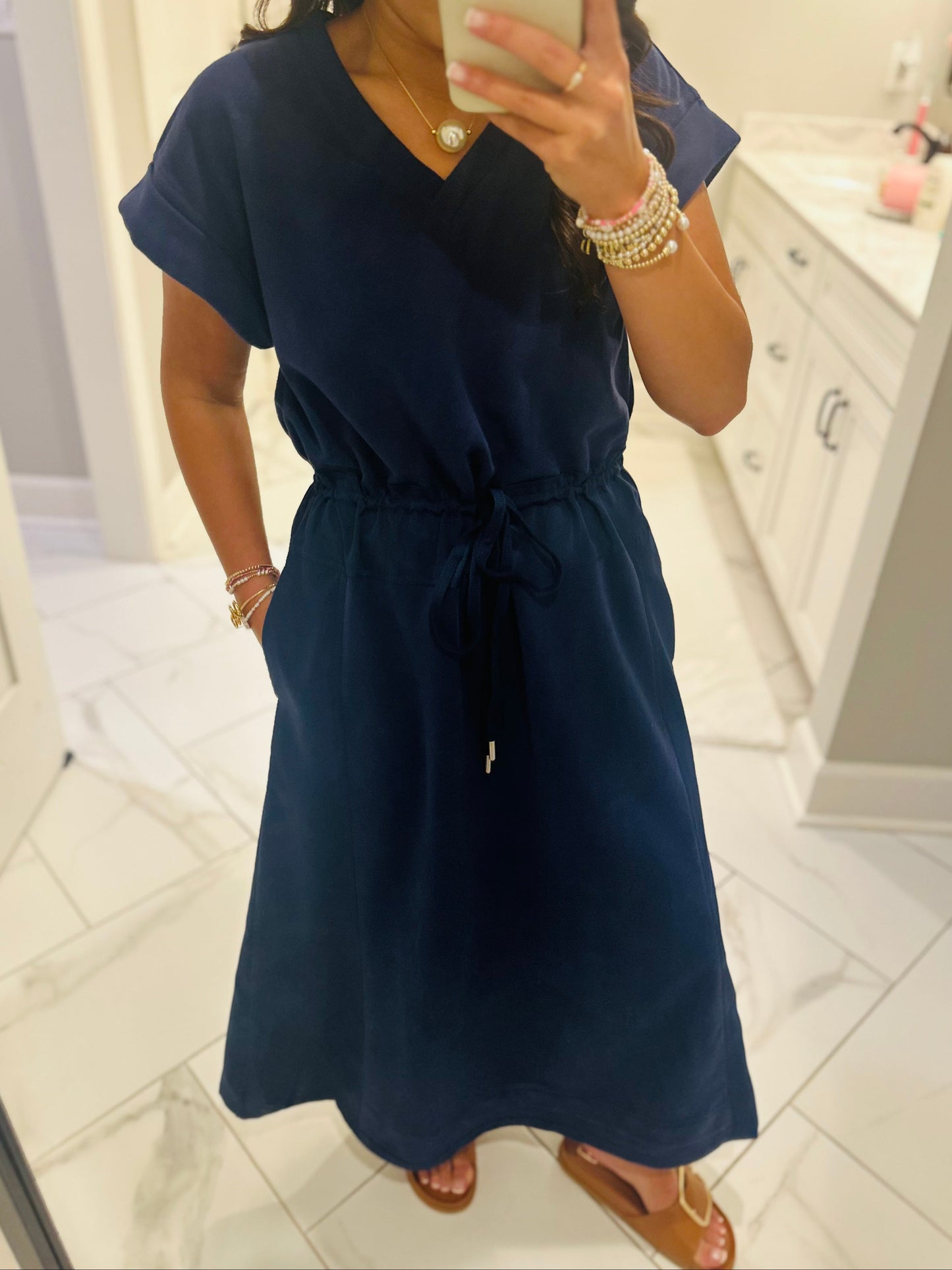 The Norah Navy Midi Dress