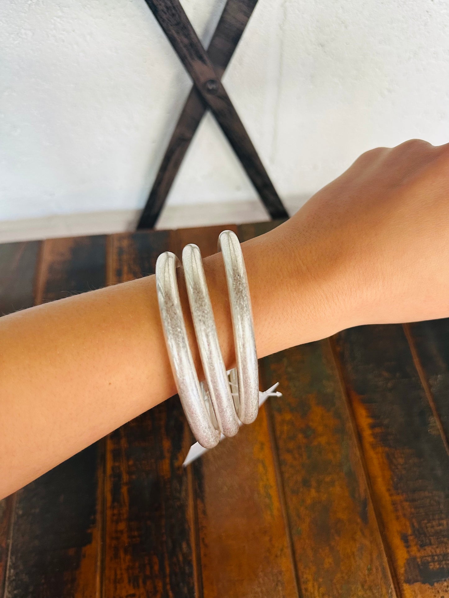 Matte Silver Bangles - Set of 3