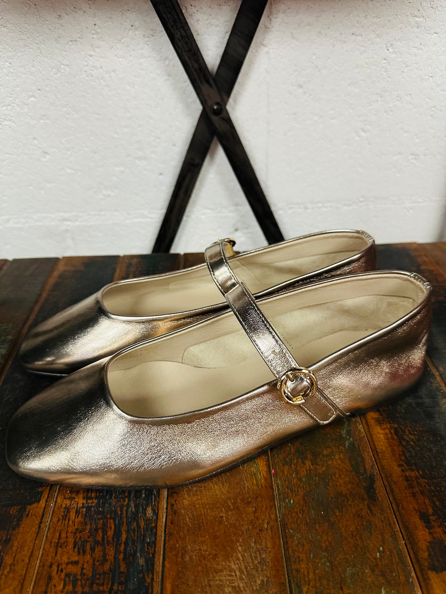 The Annabelle Gold Mary Jane Flat