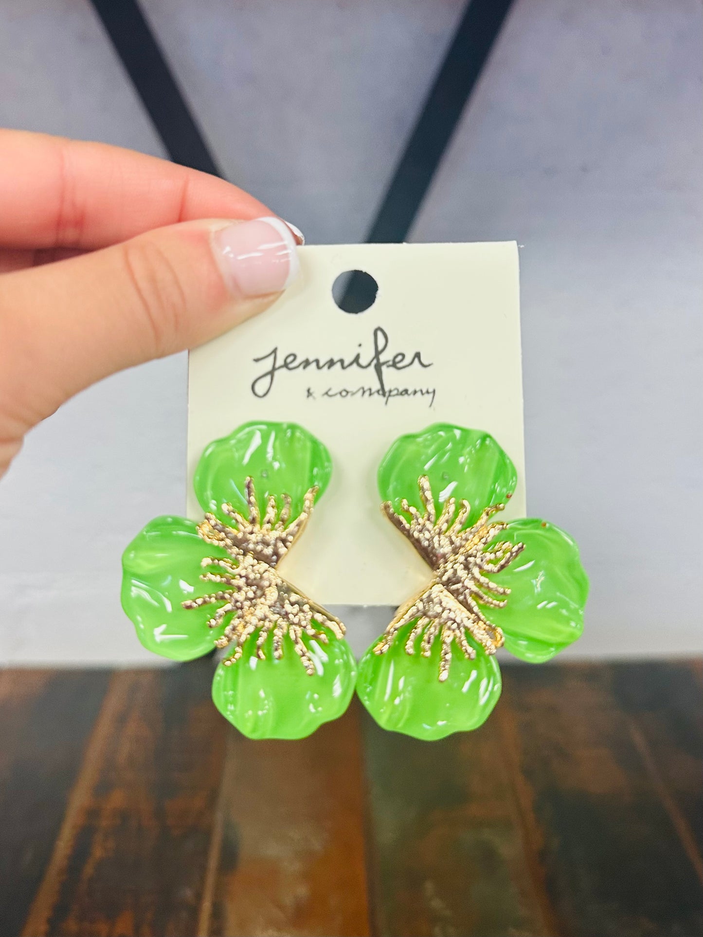 Flower Statement Earring - Green