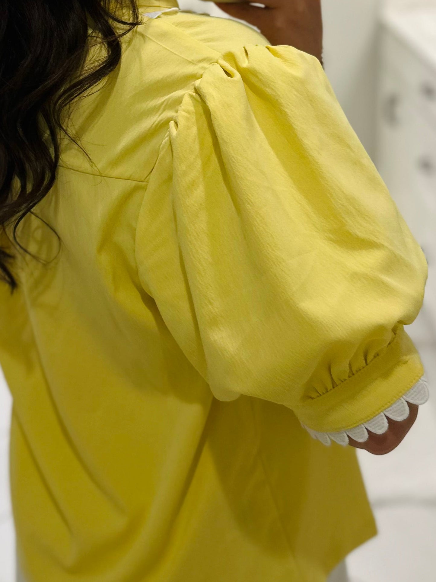 The Faye Yellow Scallop Detail Top