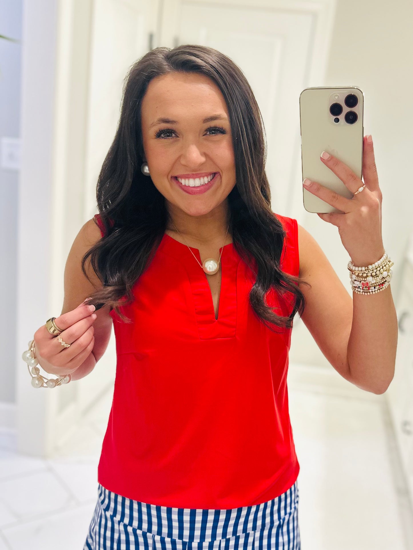 The Gina Red Sleeveless Top
