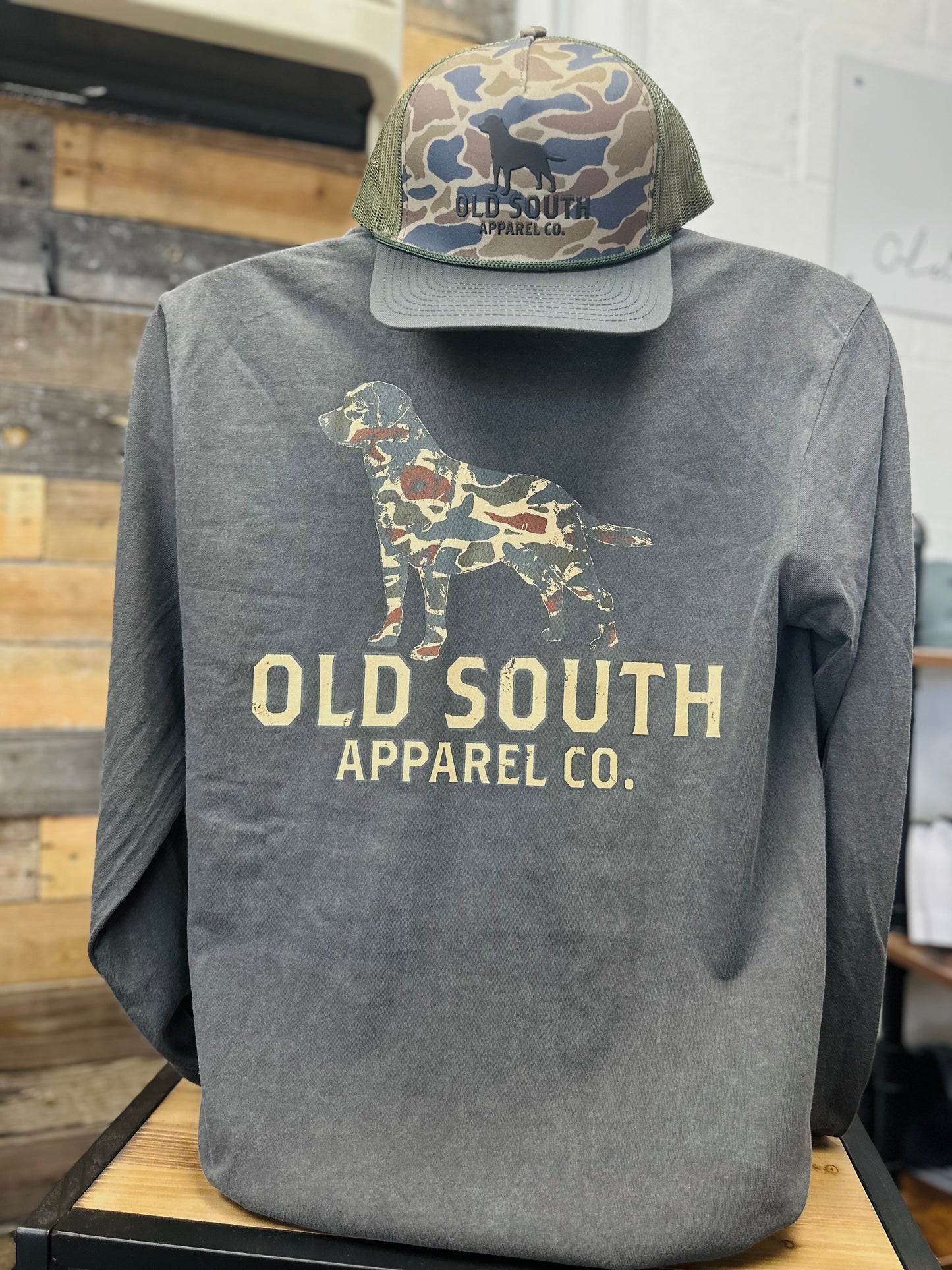 Dog Outline Thicket Camo Long Sleeve Tee