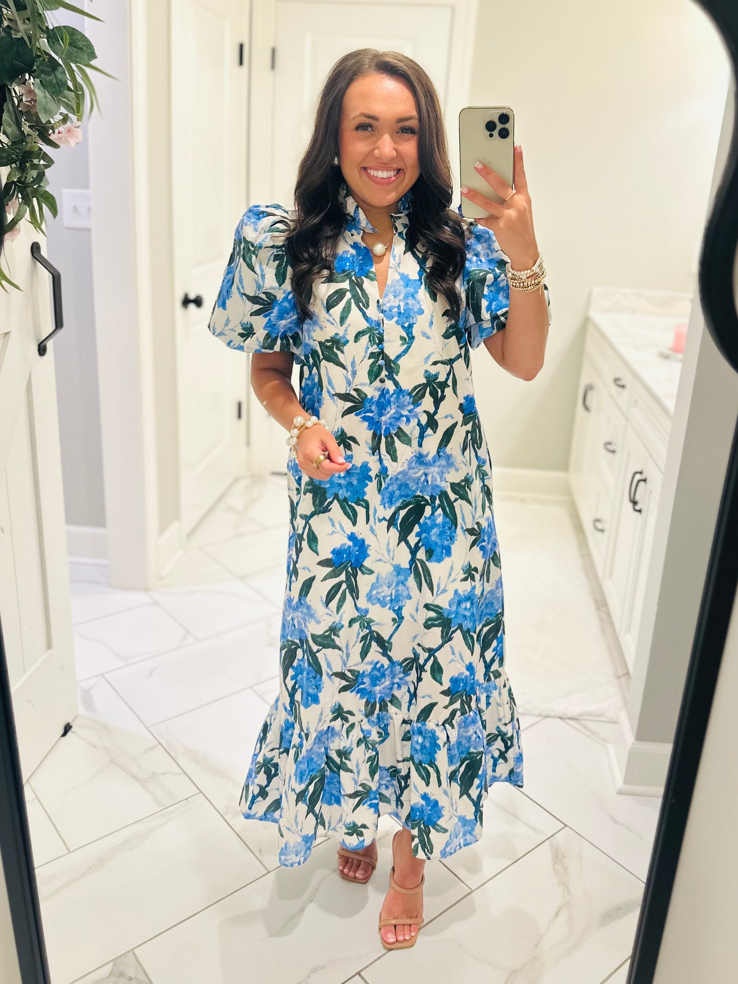 The Jane Blue Floral Midi Dress