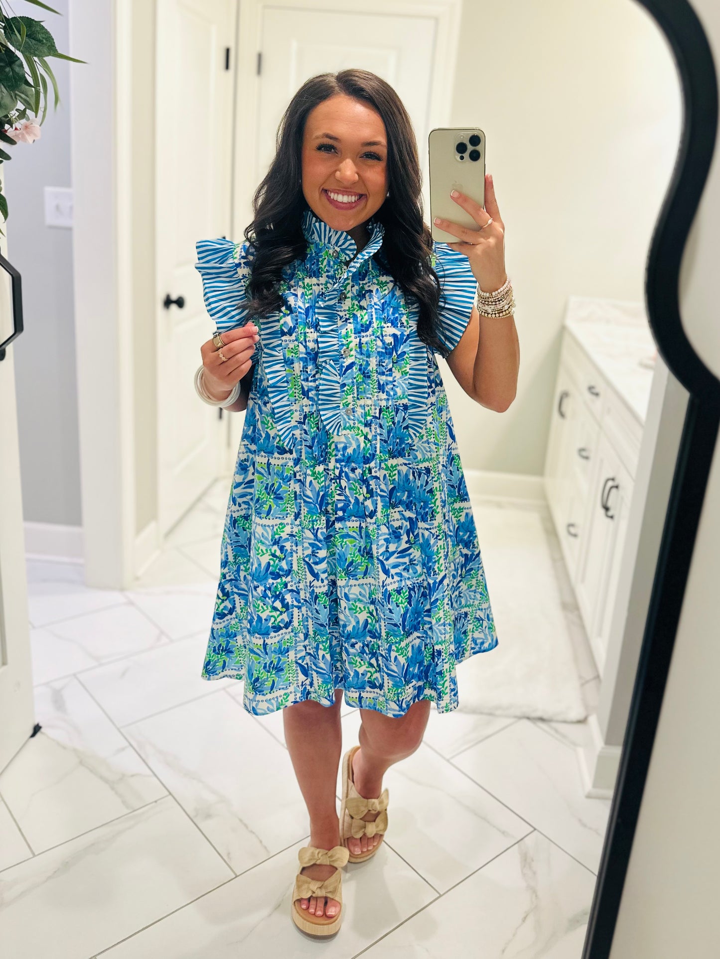 The Cali Blue Botanical Dress