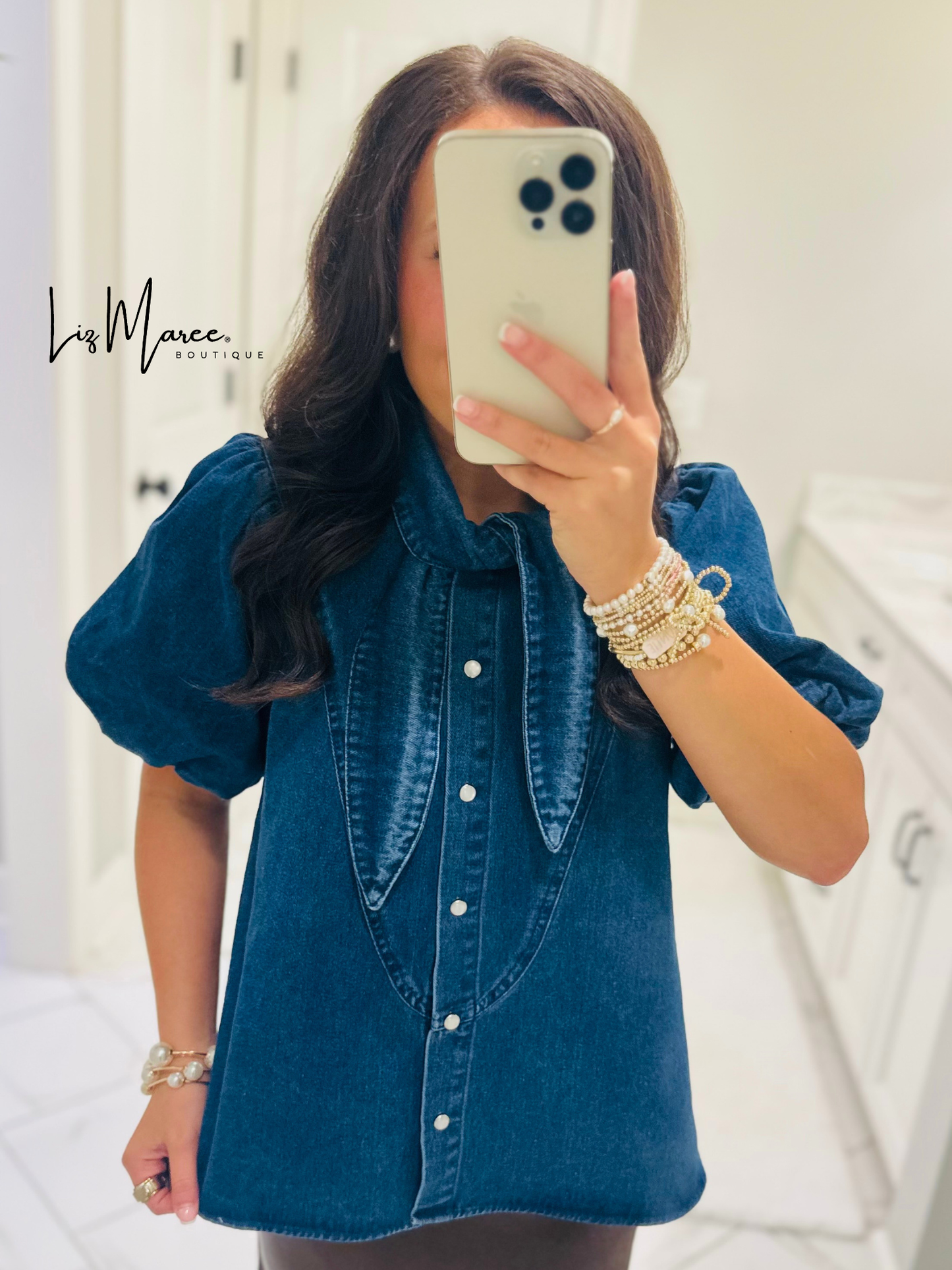 The Mabel Dark Denim Tie Top