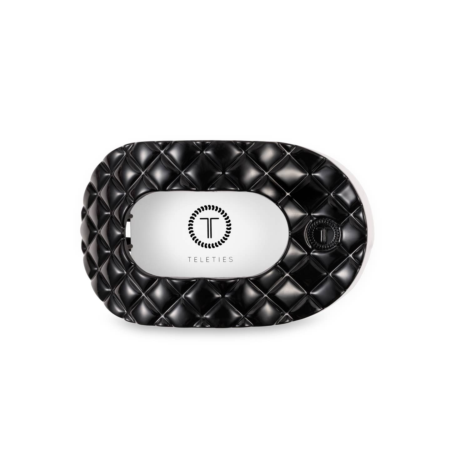 Jet Black Quilted Round Flat Hair Clip