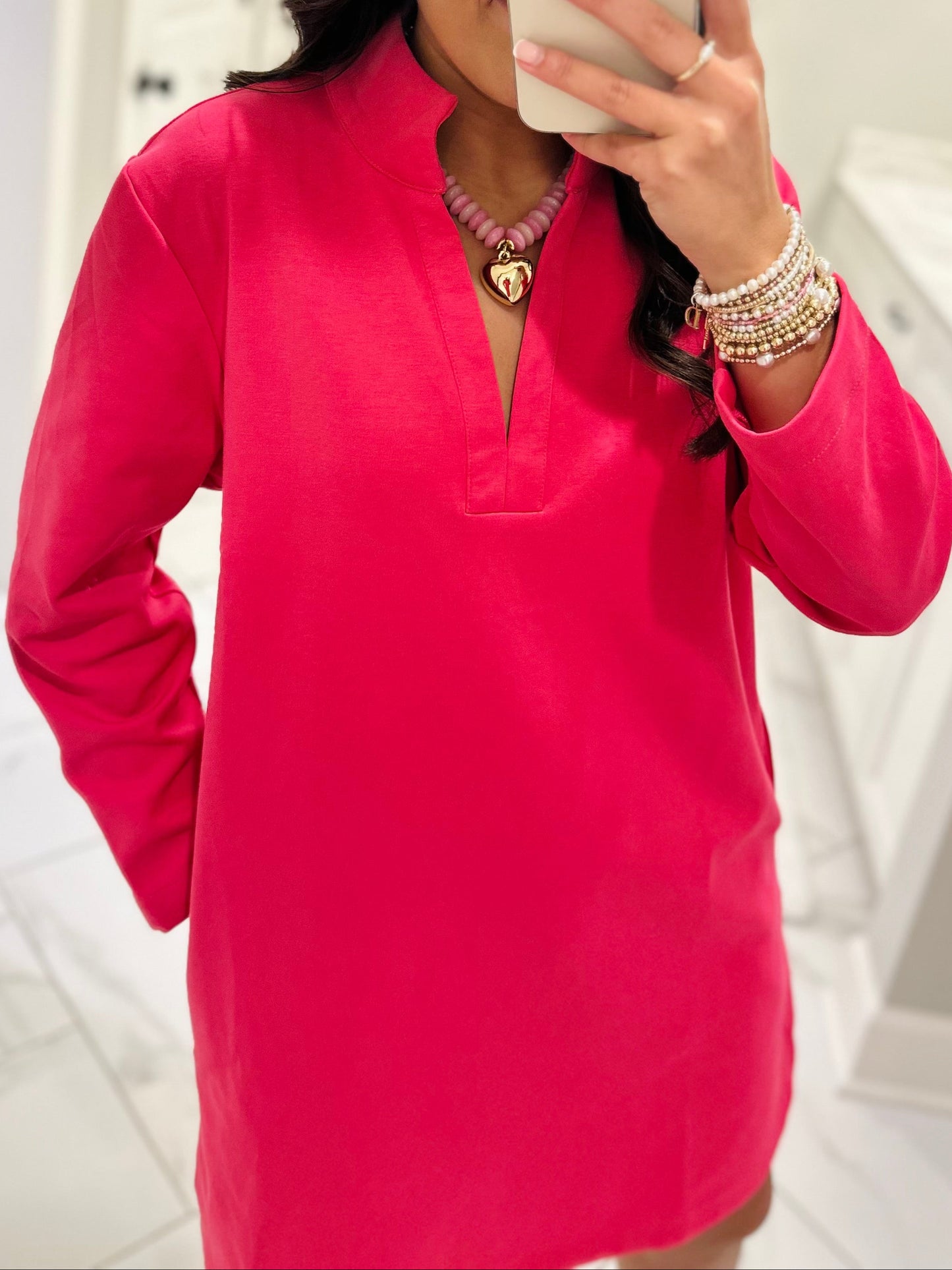 The Nicole Pink Long Sleeve Dress