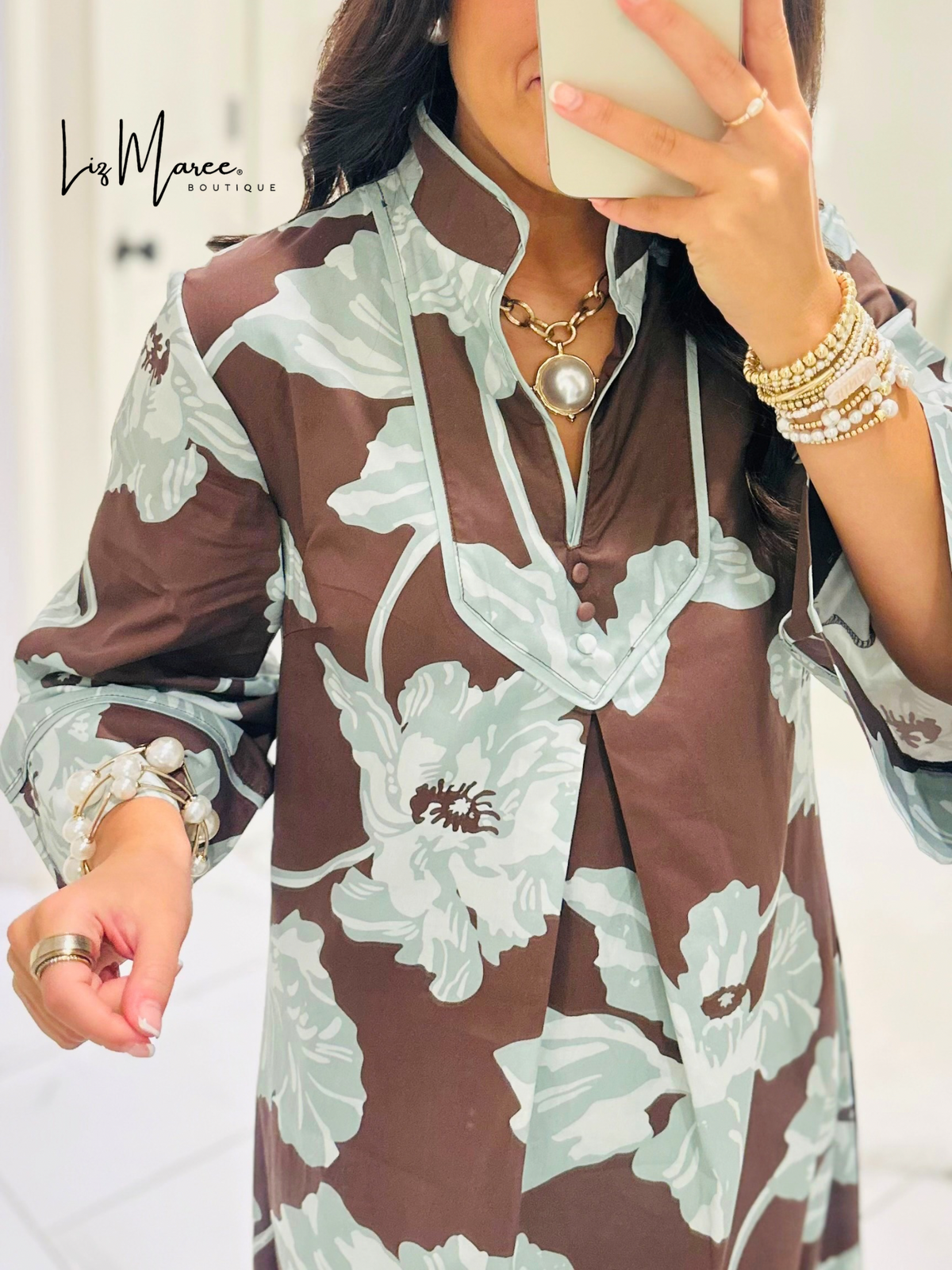 The Eleanor Chocolate Floral Caftan Maxi Dress