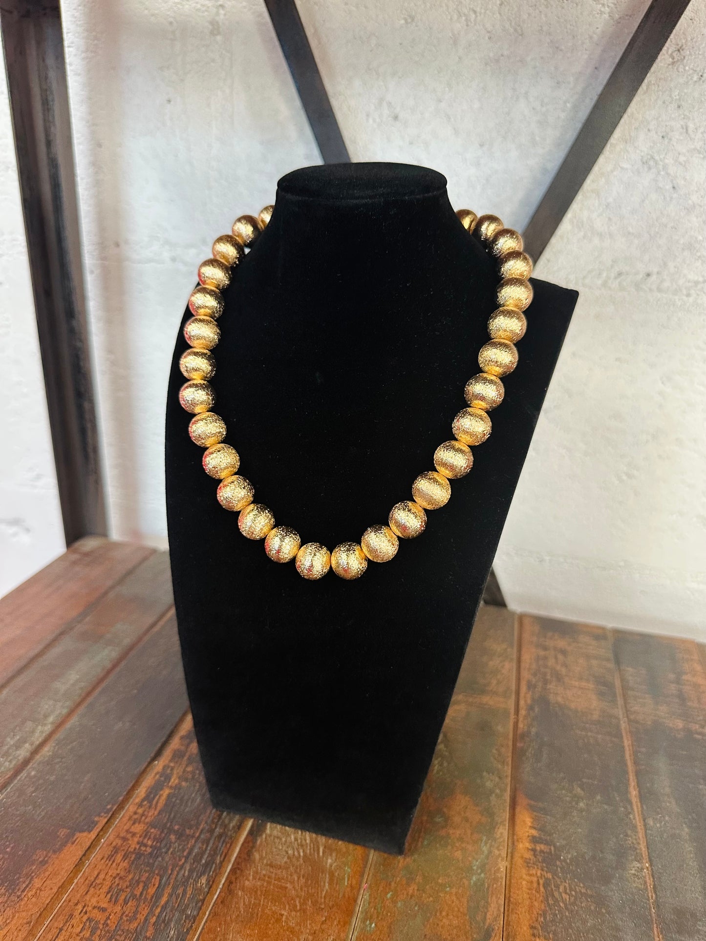 Brushed Gold Ball Beaded Necklace