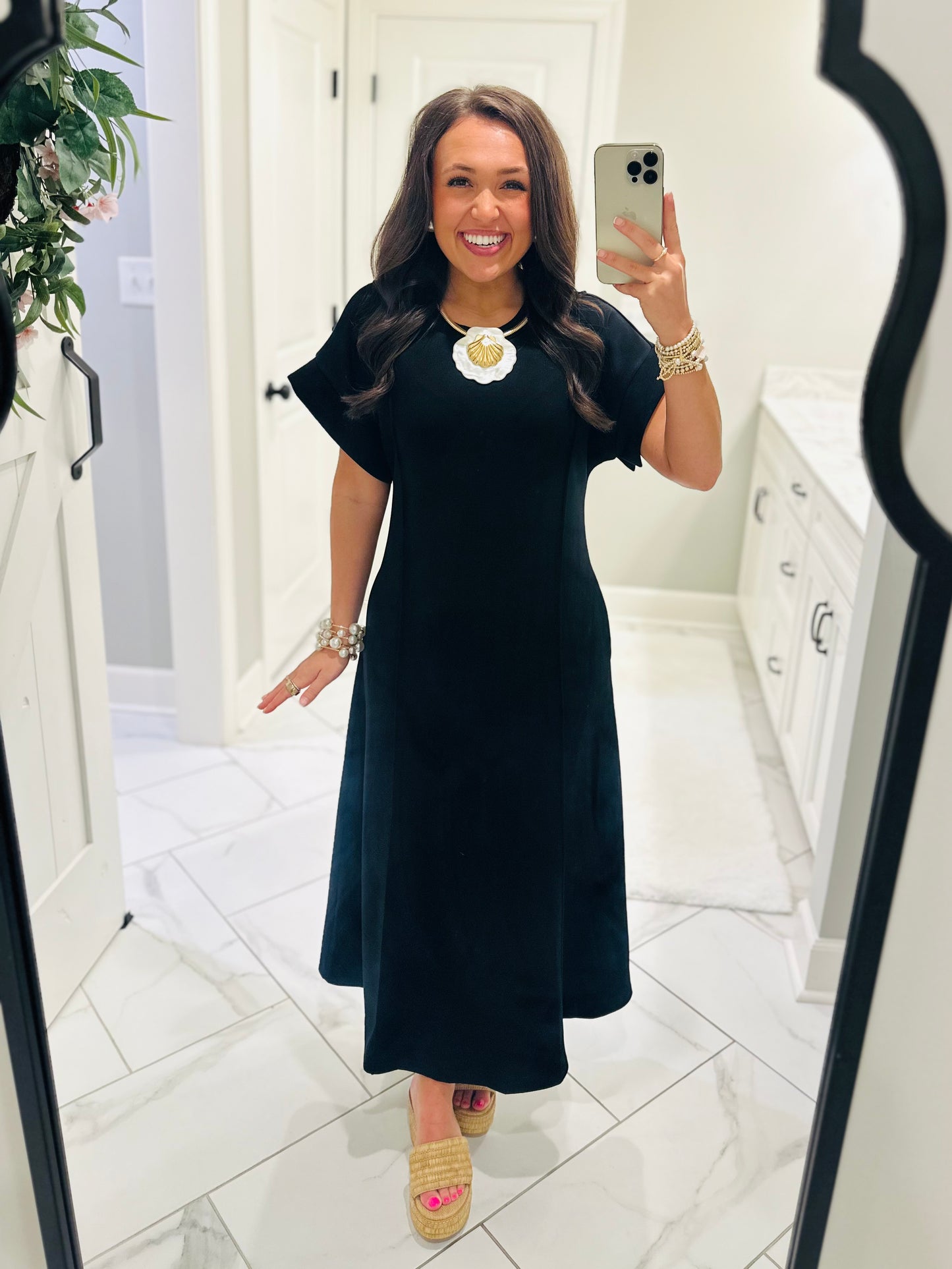 The Jess Black Knit Midi Dress
