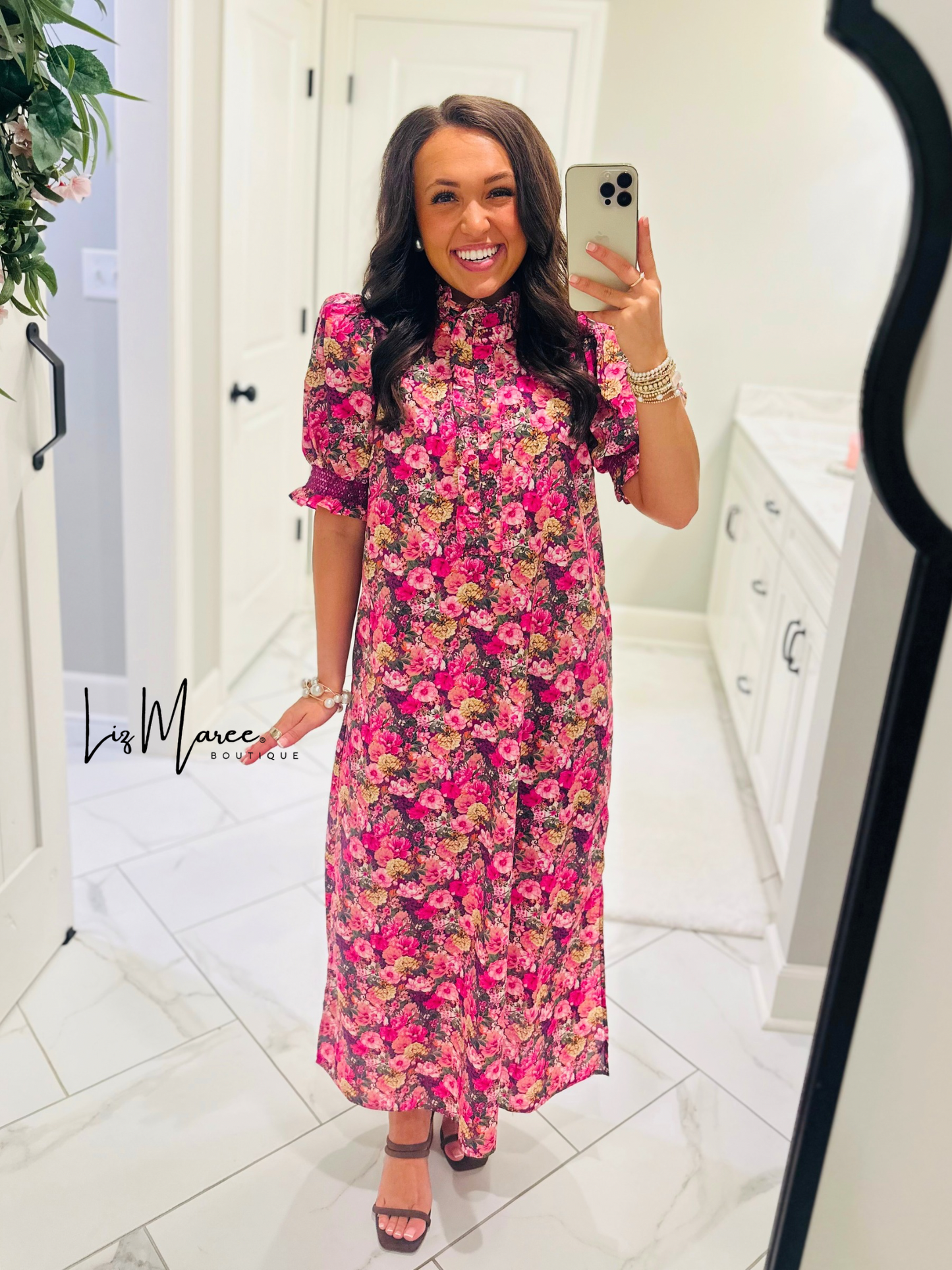 The Anabelle Magenta Floral Midi Dress