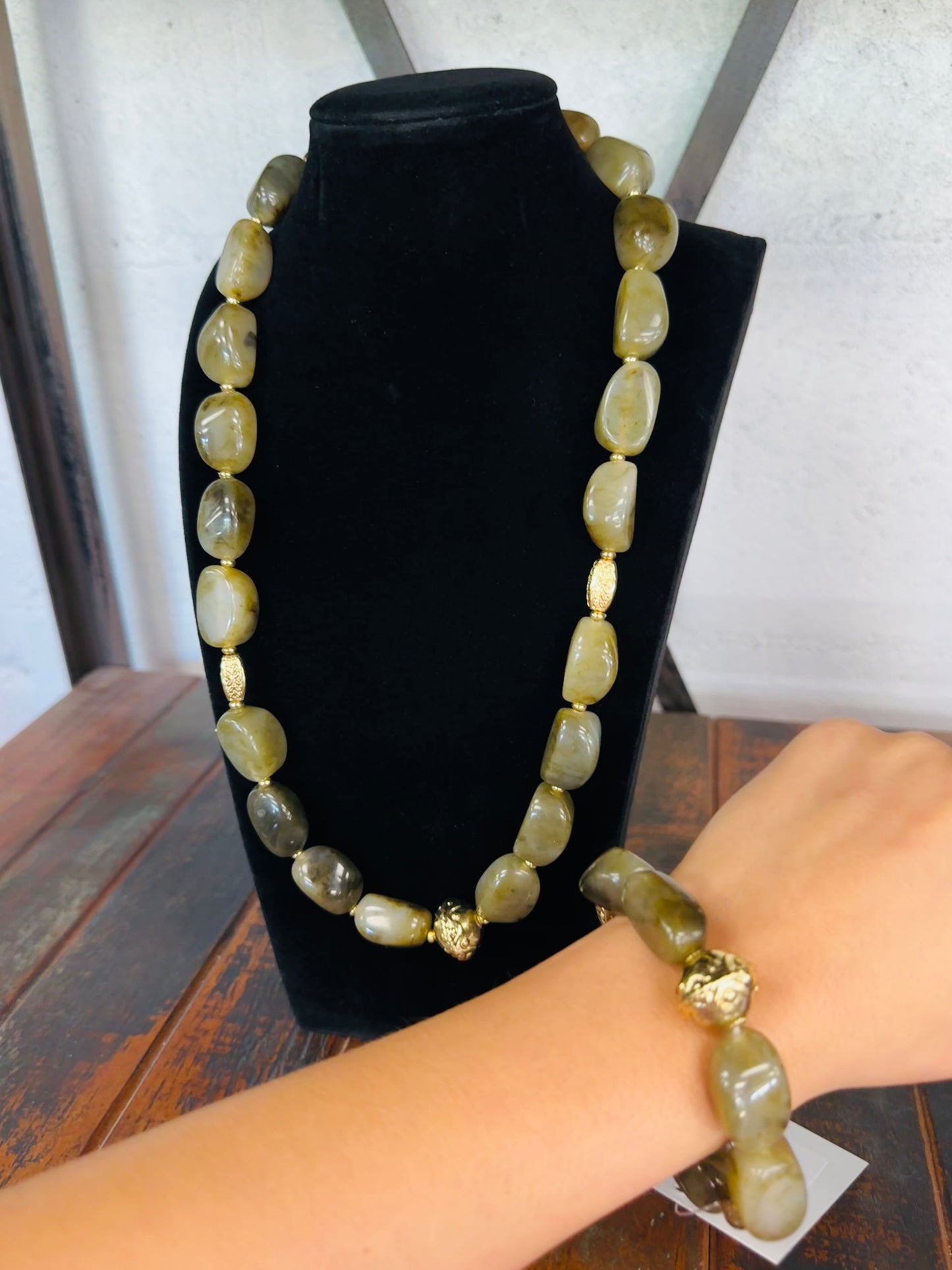 Green Marble Beaded Necklace
