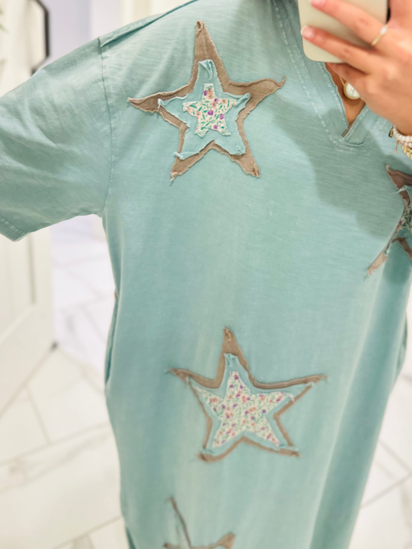 The Layla Dusty Sage Star Patch Maxi Dress