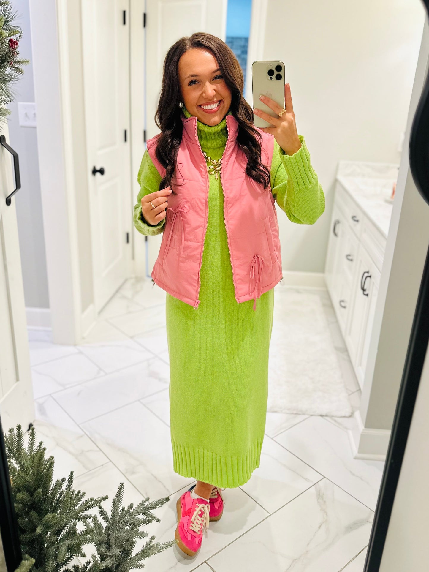 The Rose Pink Bow Detail Vest