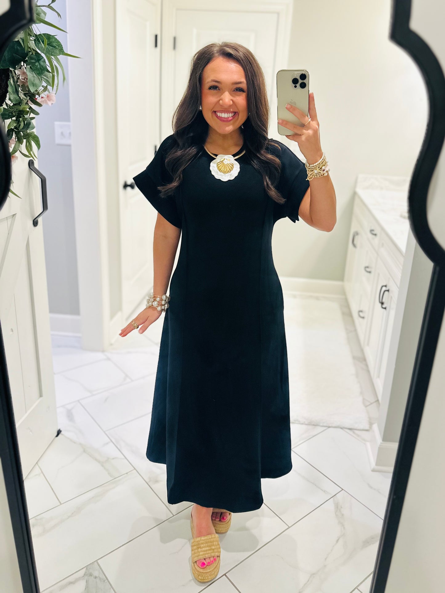 The Jess Black Knit Midi Dress