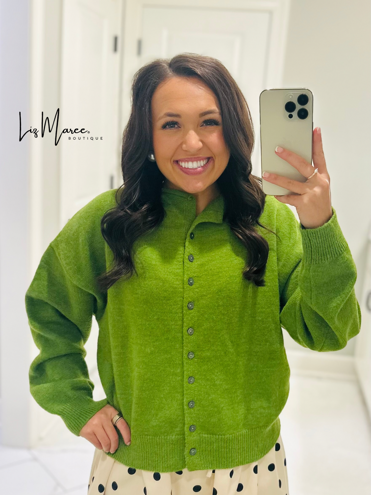 The Myra Pea Green Piper Cardigan